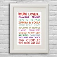 Personalised words typography canvas art print 