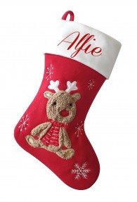 Personalised Christmas Deluxe Stocking, cute reindeer