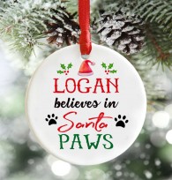 Personalised Santa Paws, pet Christmas decoration