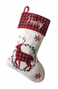 Personalised Christmas Deluxe Stocking, Tartan Reindeer