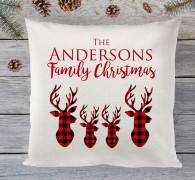 Personalised Family Christmas (reindeer) cushion