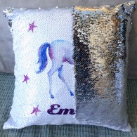 Personalised Unicorn Sequin magic reveal mermaid childrens cushion