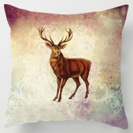 Vintage painted stag cushion