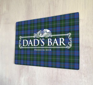 Dad's Bar Tartan Beer Label Sign