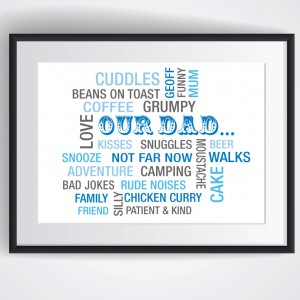 Personalised Fathers day Dad words montage canvas art print 