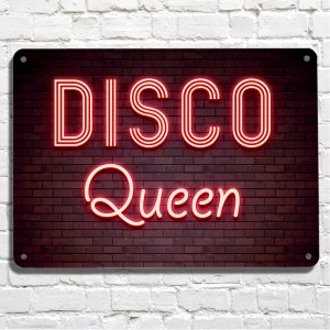 Disco Queen neon brick wall metal sign