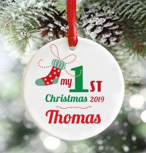 Personalised Babys First Christmas decoration, stocking