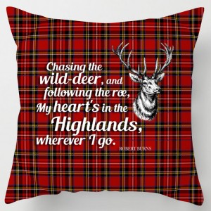 My heart is in the Highlands, Burns poem tartan scottish cushion