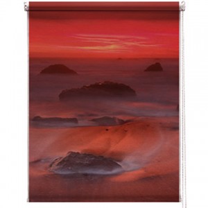 Red seascape printed blind