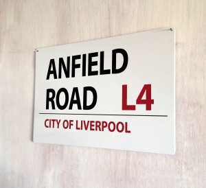 Anfield Road Liverpool Street Sign