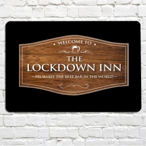 The Lockdown Inn wood effect bar sign