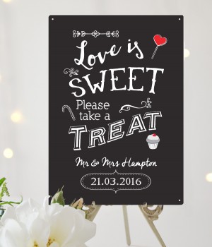 Love is sweet take a treat wedding sign