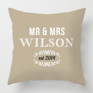 Mr & Mrs personalised wedding cushion