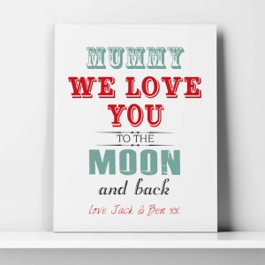 Mummy/Grandma Love you to the moon and back canvas art