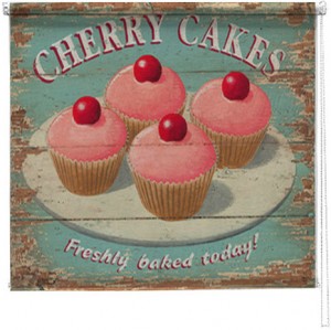 Cherry cakes printed blind martin wiscombe