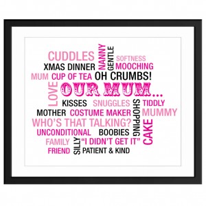 Personalised Mothers day words montage canvas art print 