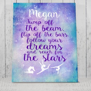 Personalised Gymnastics quote Jump off the beam Poster - Sign - canvas