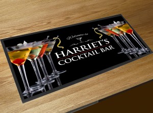 Personalised Bar Runner - Cocktail Martini Glasses bar runner