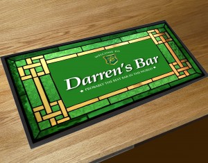 Personalised Irish stained glass effect bar runner mat