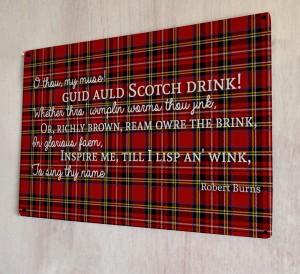 Scotch Drink Burns poem quote metal sign