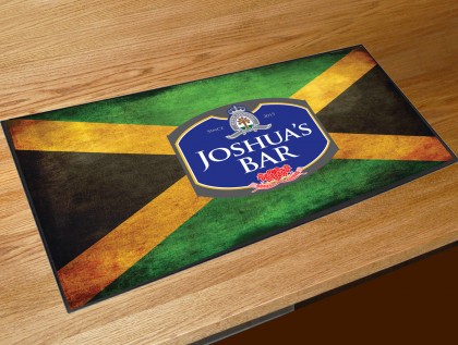 Personalised Jamaican flag blue beer label bar runner