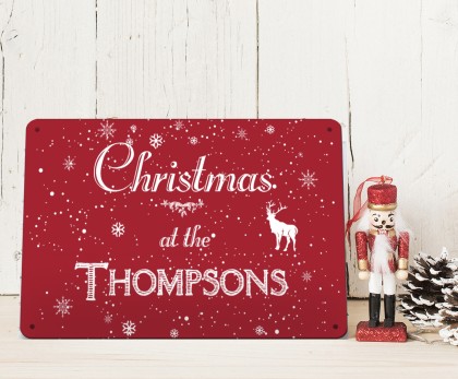 Personalised Christmas at the ..metal sign decoration 