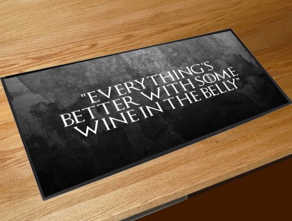 Wine in the belly quote bar runner