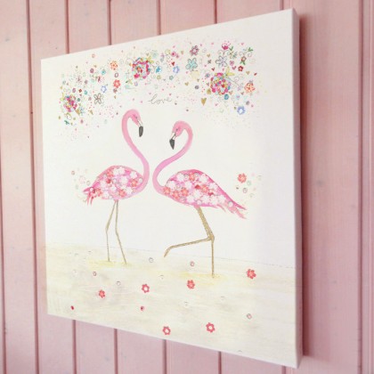 flamingo love illustration canvas print