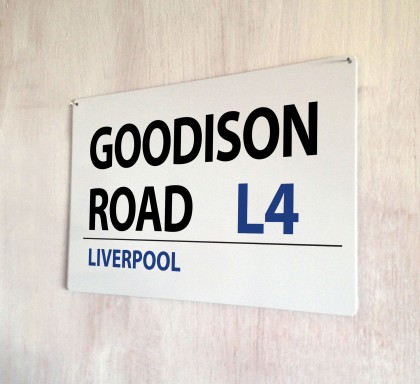 Goodison Road Liverpool Street Sign