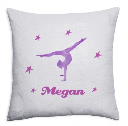 Personalised Gymnast Sequin magic reveal childrens cushion