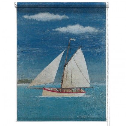 Sailing boat printed blind martin wiscombe