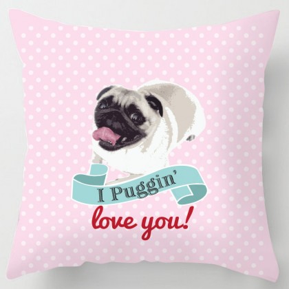 Puggin Love you cushion