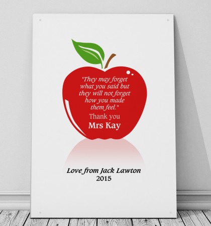 Personalised Teachers apple quote metal sign