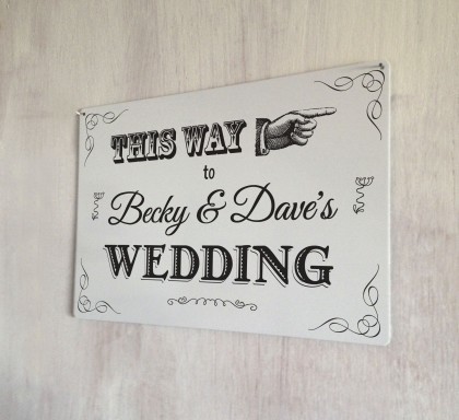 Personalised Wedding this way sign