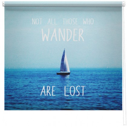 'Wander' quote printed blind