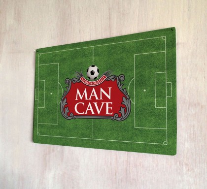 Man Cave Beer Label Football Pitch Metal Sign